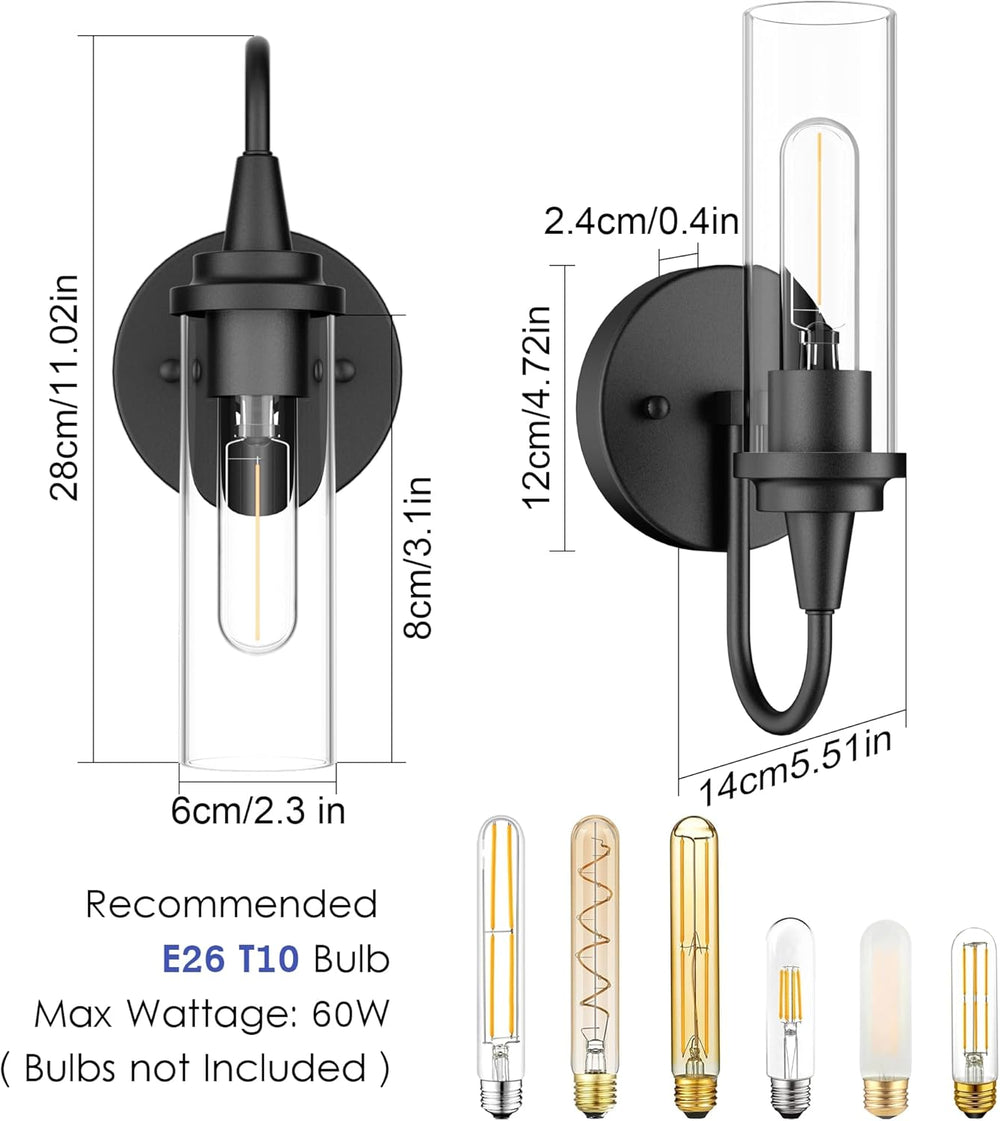 Aipsun Black Wall Sconces Set of Two, Sconces Wall Lighting Hardwired Wall Sc...