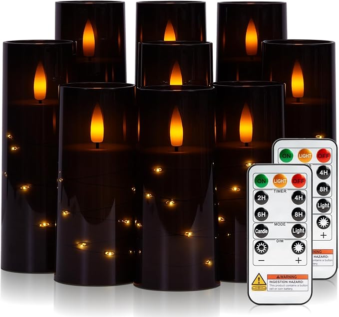 Raycare Flameless Candle with Remote Timer – 9 Flickering Acrylic Battery Ope...