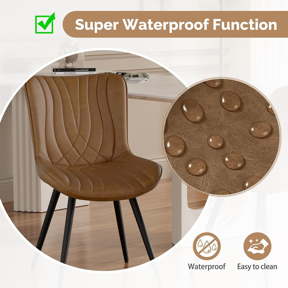 Dining Chair Set of 2 PU Leather Dining Room Chairs Upholstered Comfy Dining ...