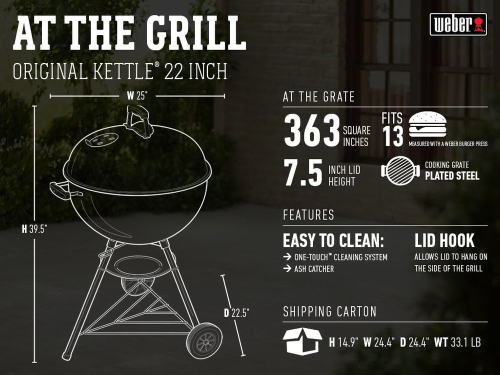 Weber® Original Kettle Charcoal Grill, 22-Inch, Black