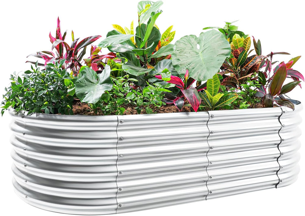 Land Guard 4×2×1.5ft Galvanized Raised Garden Bed Kit, Galvanized Planter Gar...