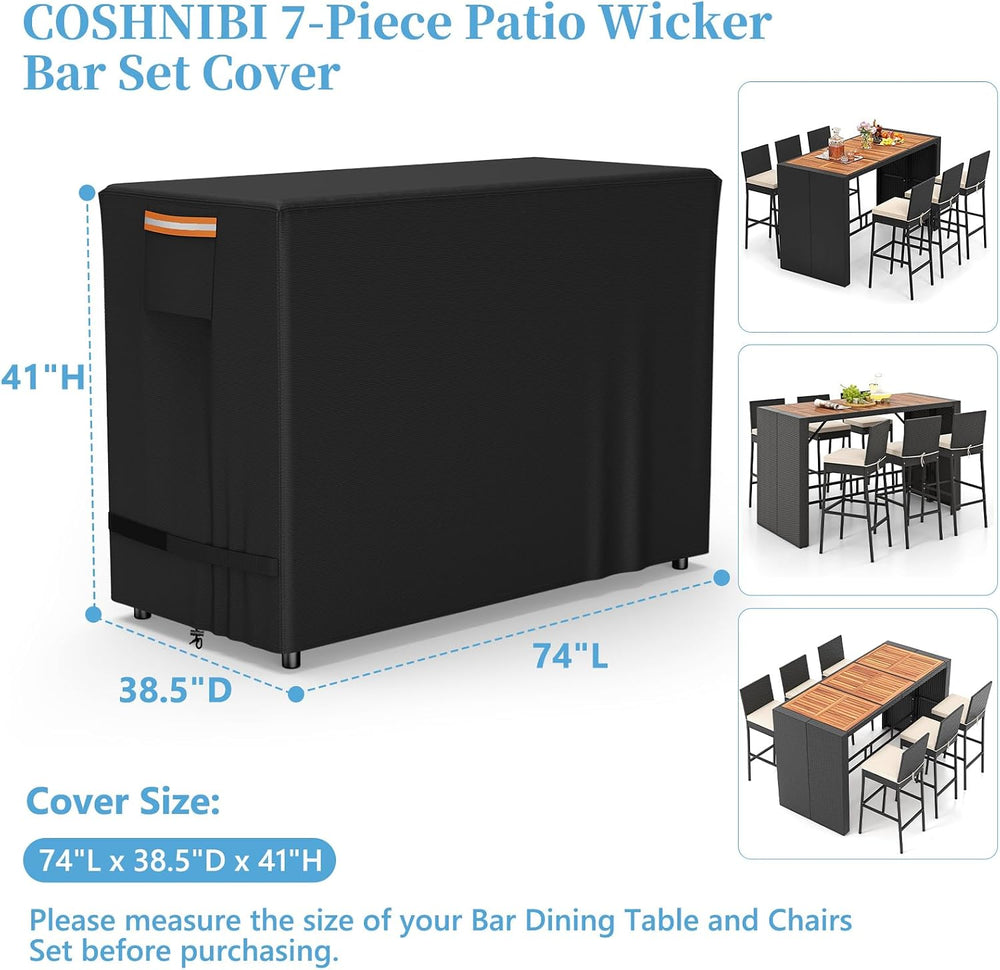 COSHNIBI Bar Height Patio Set Cover for 7 Pieces Patio Bar Dining Table and C...