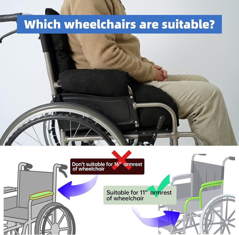 Wheelchair Seat Cushion with Integrated 11 Inch Short Armrest Pads, Comfort &...