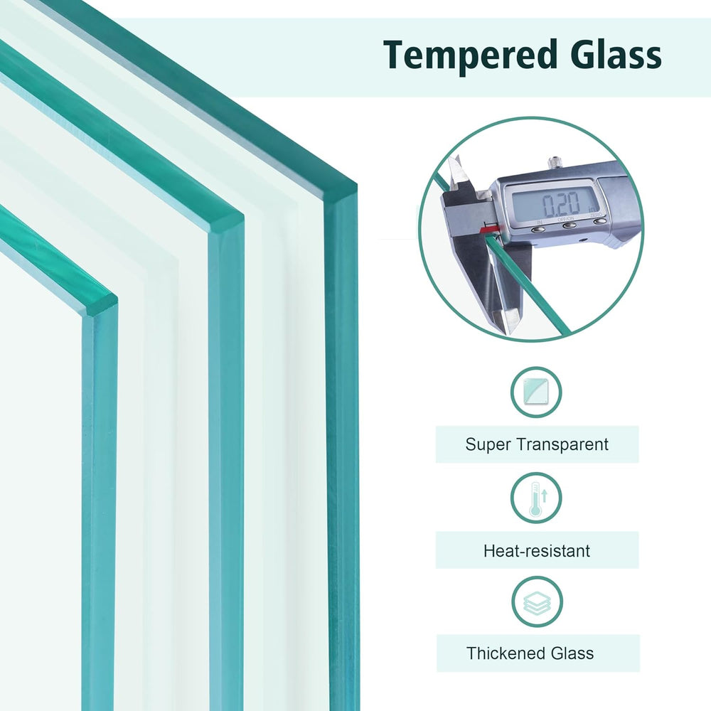 23x7x5.5 Fire Pit Glass Flame Wind Guard,Thick Tempered Glass Rectanglar Fire...