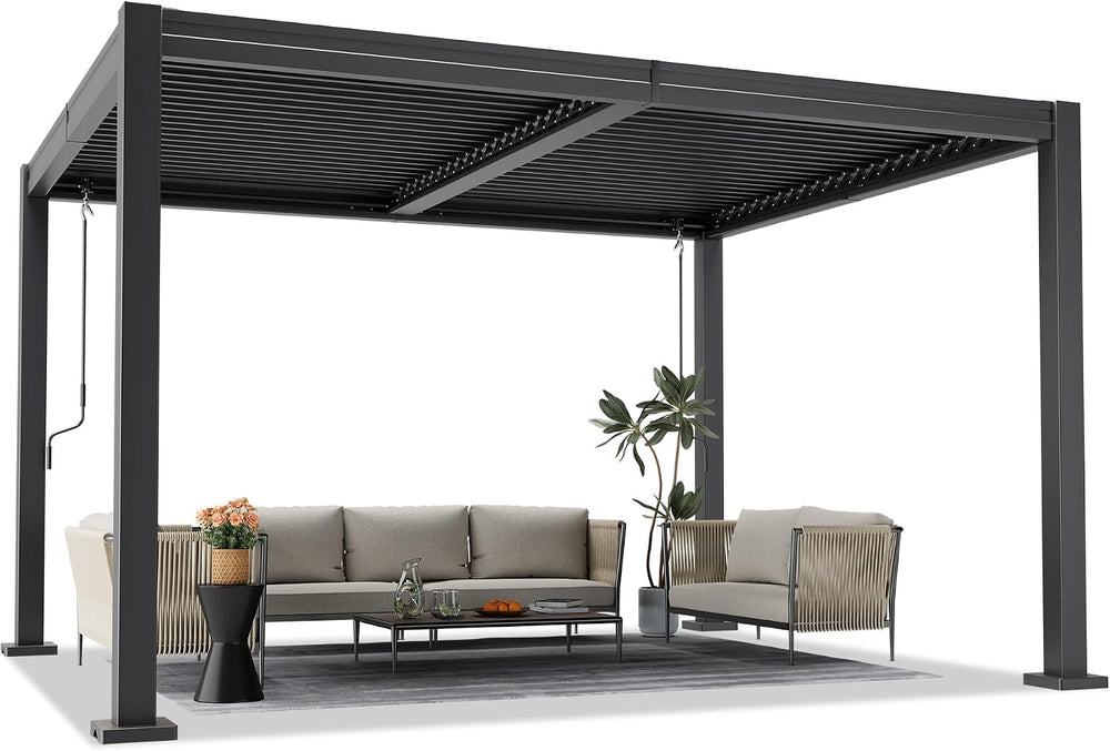 AirWire 10x12 FT Louvered Pergola Dark Gray