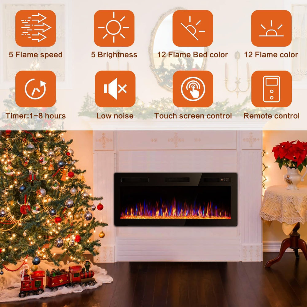 Vitesse 72 Inch Ultra Thin Electric Fireplace-Narrow Bezel Linear Fireplace H...