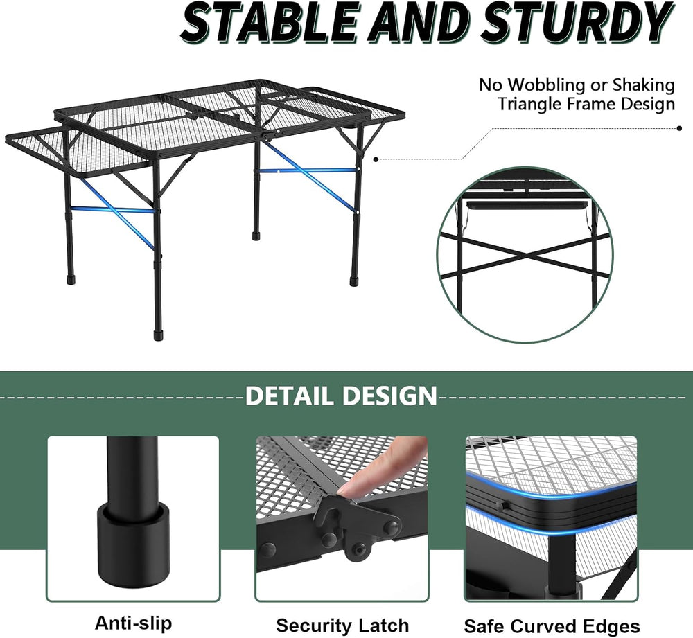 WildFinder Folding Table with 2 Wing Panels, 3x2 FT Foldable Camping Table