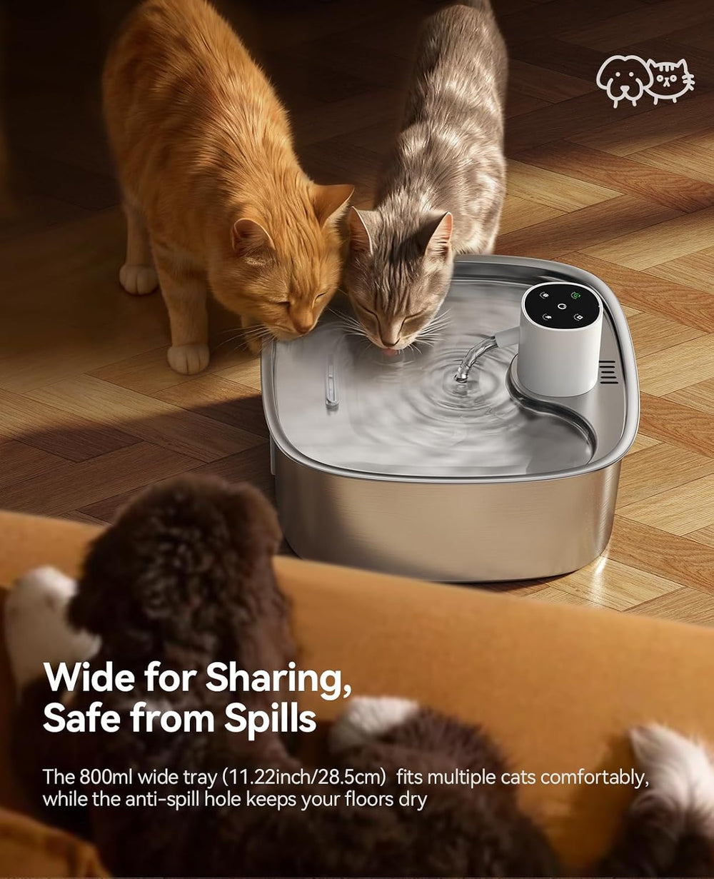 Cordless Wider Tray Dog Water Fountain, 5000mAh Battery Operated Dog Water Bo...