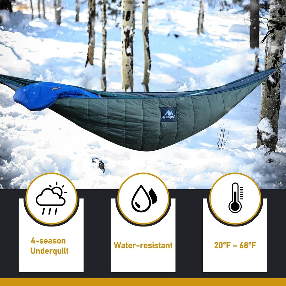 AYAMAYA Single & Double Hammock Underquilt, 4 Season Camping Hammock Quilt