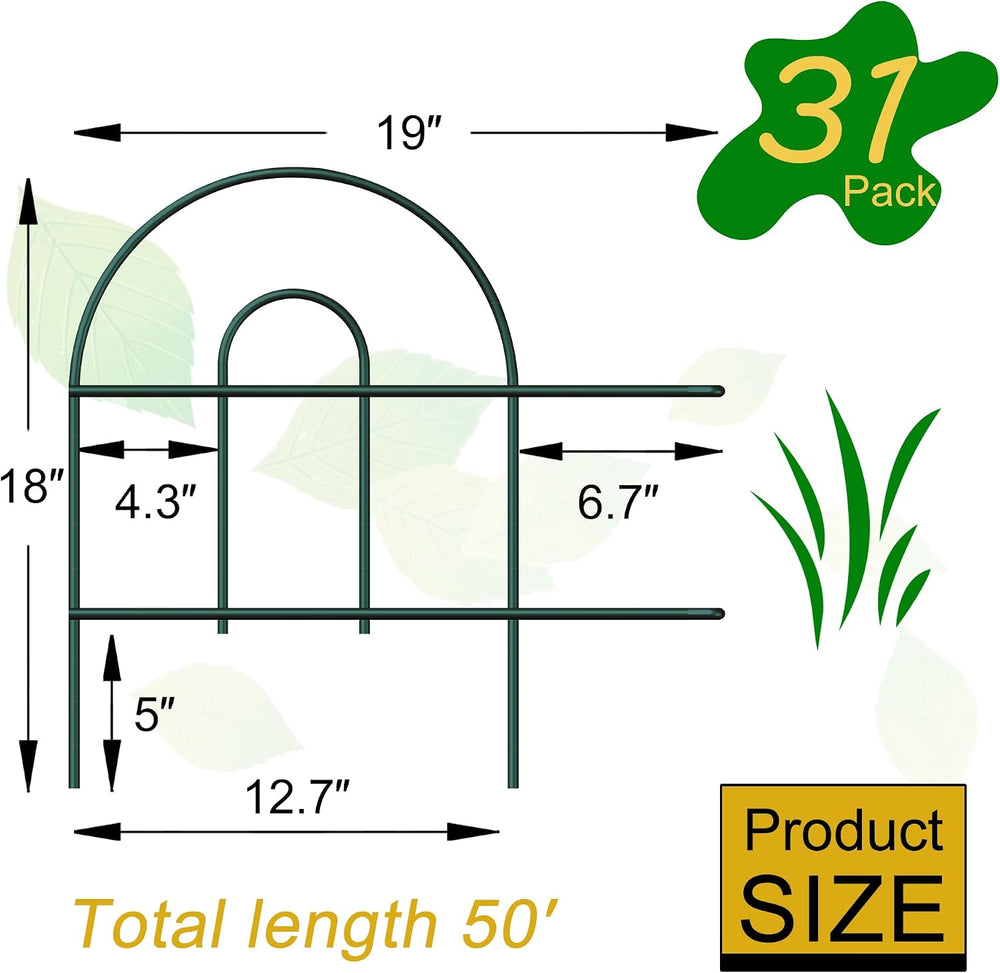 Green Garden Fencing 18inX50ft Decorative Border Wire Edging Garden Fence