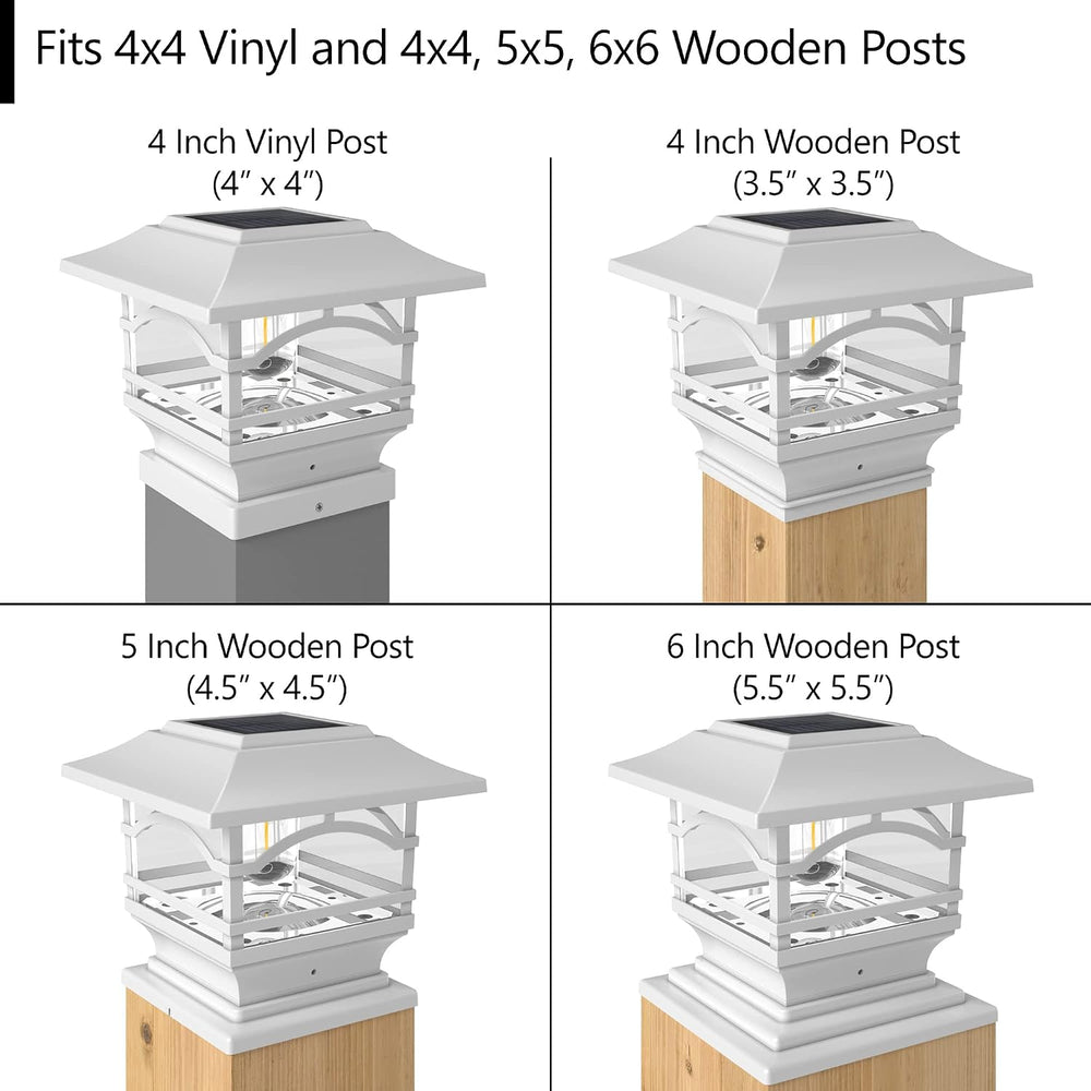 Davinci Lighting Edison Solar Outdoor Post Cap Lights - 4x4 5x5 6x6 - Bright ...