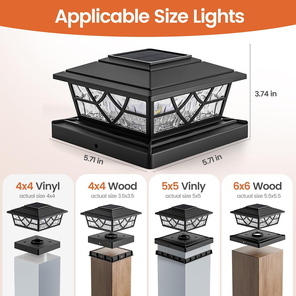 APONUO Solar Post Cap Lights 4x4 5x5 6x6, IP64 Waterproof
