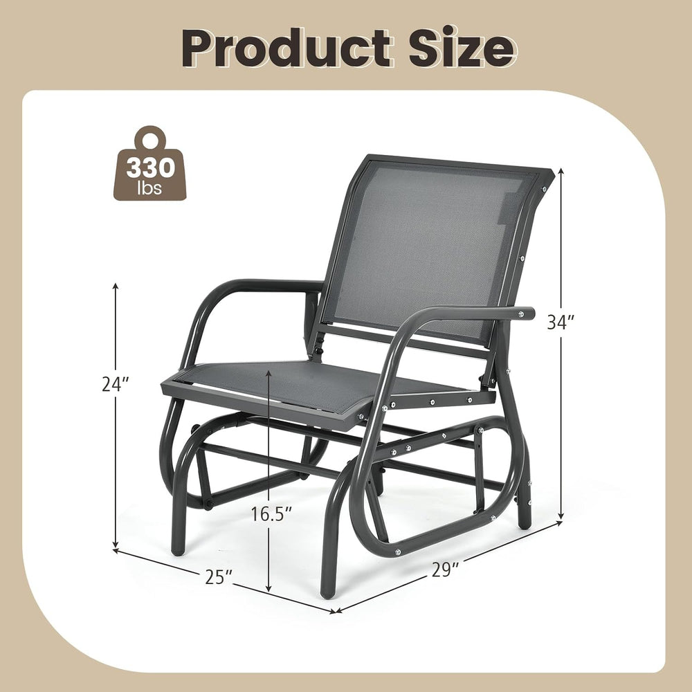 DORTALA Swing Glider Chair, Outdoor Rocking Chair w/Study Metal Frame, Comfor...