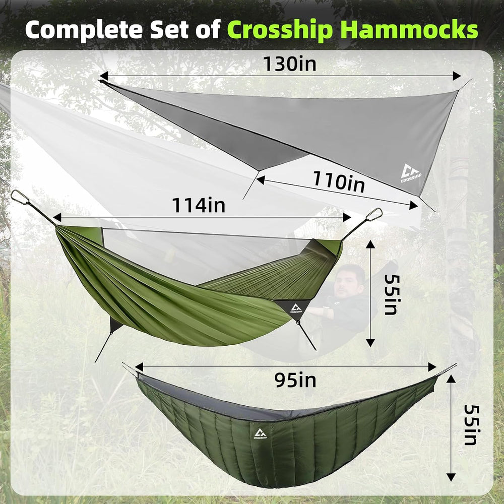 Camping Hammock with Mosquito Net, Underquilt & Rain Fly Tarp