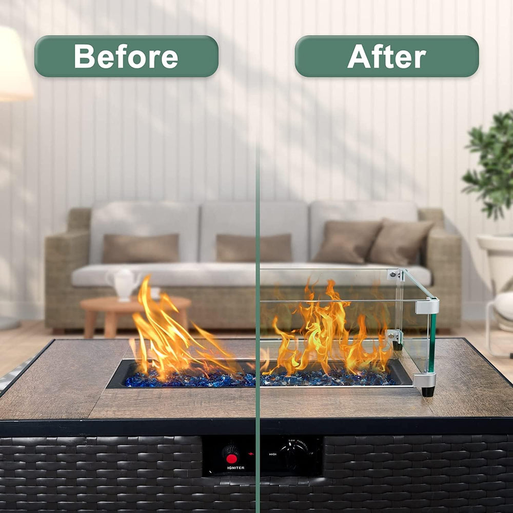 MESIDA 23.5"x23.5"x6" Fire Pit Glass Wind Guard, Tempered Glas...