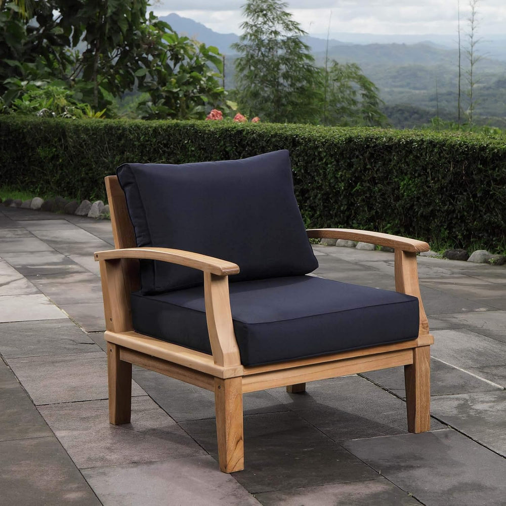 Modway EEI-1143-NAT-NAV-SET Marina Premium Grade A Teak Wood Outdoor Patio Ar...