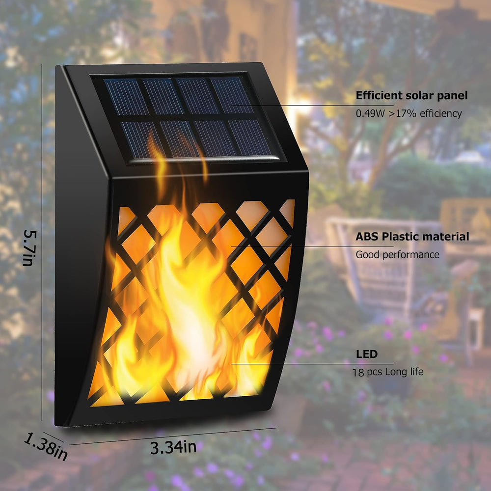Dynaming Solar Flame Wall Lights Outdoor, 8 Pack Solar Powered Wall Lights, F...