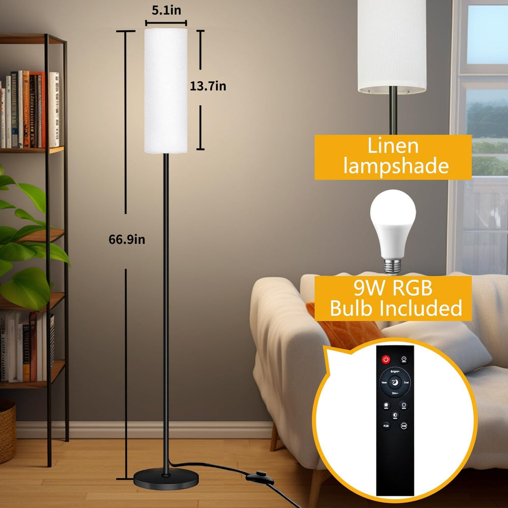 Qaubauyt Smart LED Floor Lamp with APP Control & RGB Colors - Dimmable St...