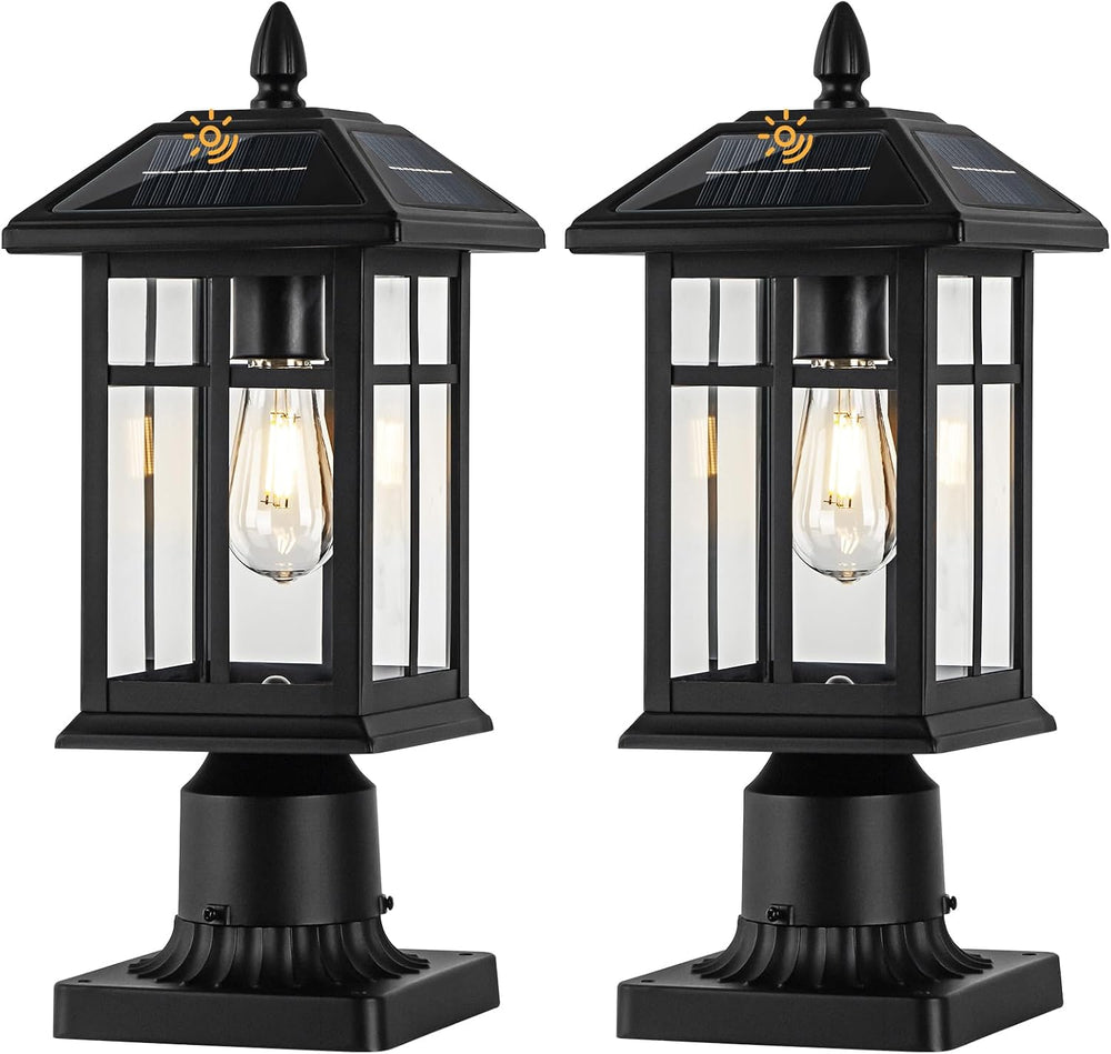 Brilvibera Solar Post Lights 2 Pack Outdoor Lamp Post Solar Light