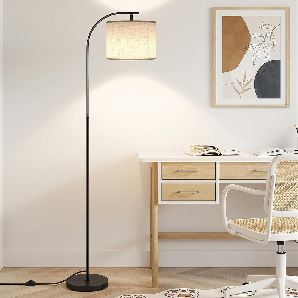 SIBRILLE Floor Lamp with Linen Shade, Arc Dimmable Tall Standing Lamp with Re...