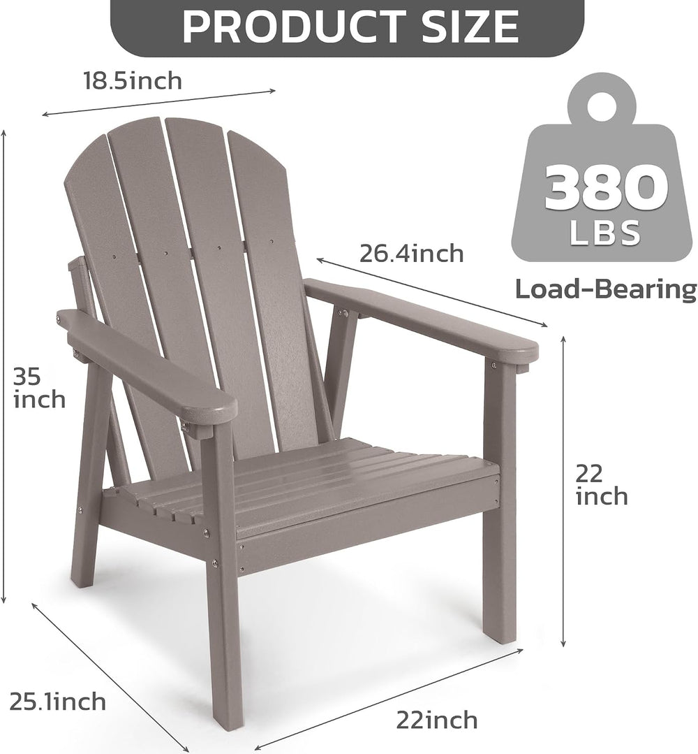 NAVINE Adirondack Chair Set of 2, HDPE All Weather Adirondack Chairs, Fire Pi...