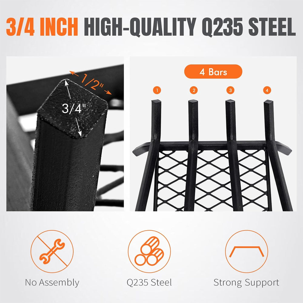 INNO STAGE 14 Inch Fireplace Grate with Ember Retainer