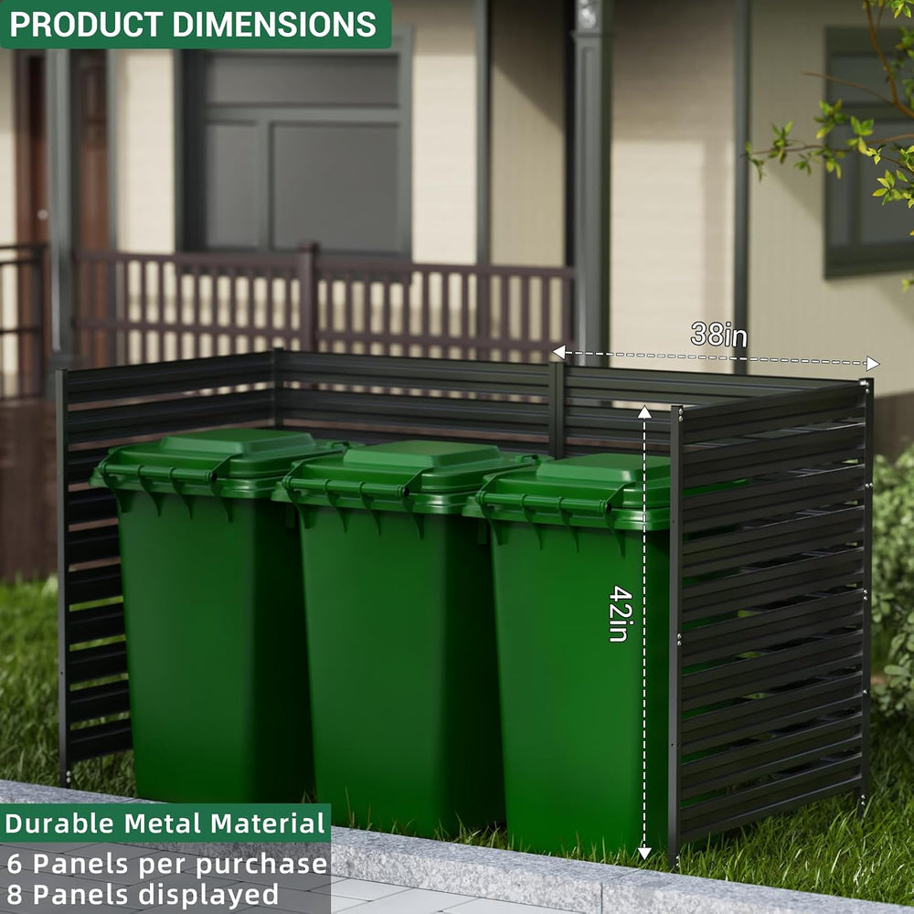 3 Panels Metal Air Conditioner Fence, 42" H x 38" W Privacy Fence P...