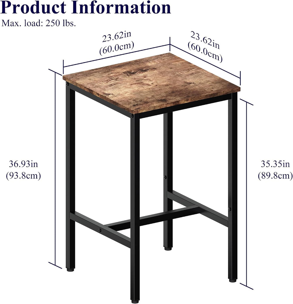 Lutown-Teen Square Bar Table, High Top Table - Industrial Metal Frame for Sma...