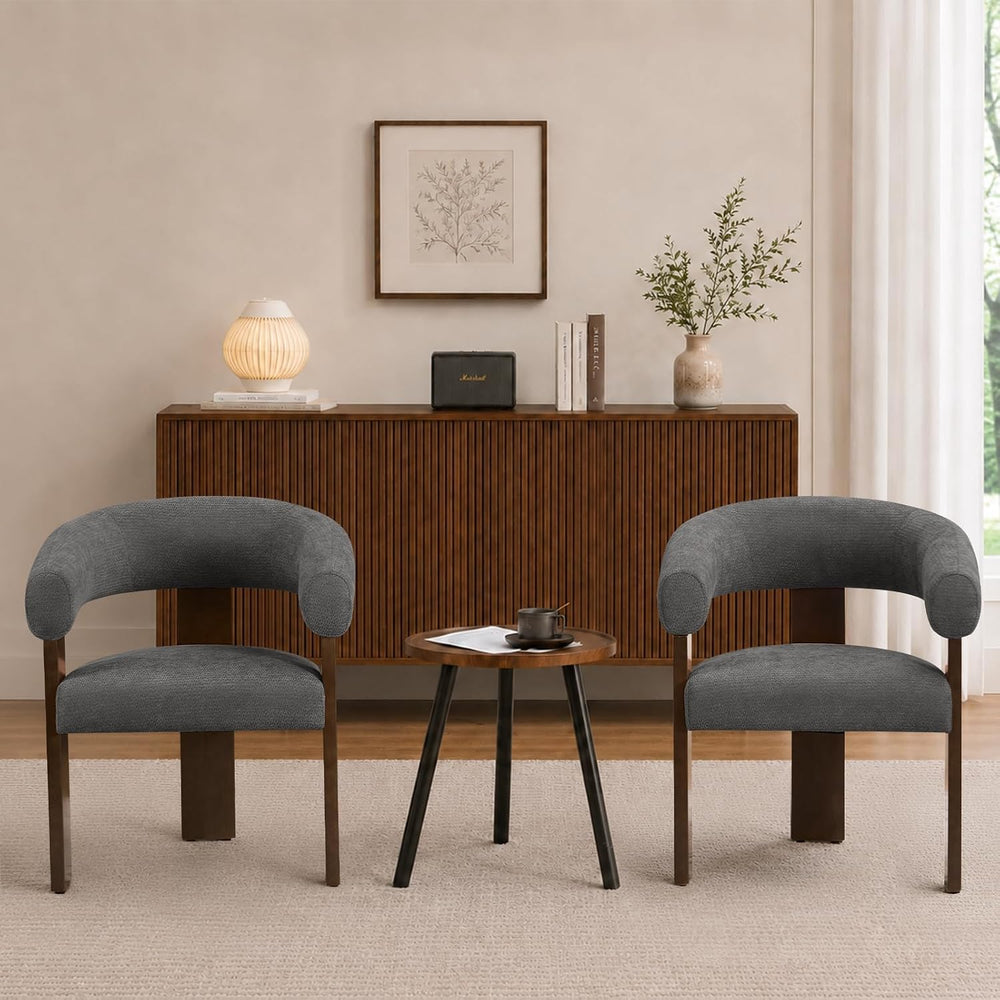 Modern Accent Chair, Barrel Armchair, U-Shaped Backrest, Grey