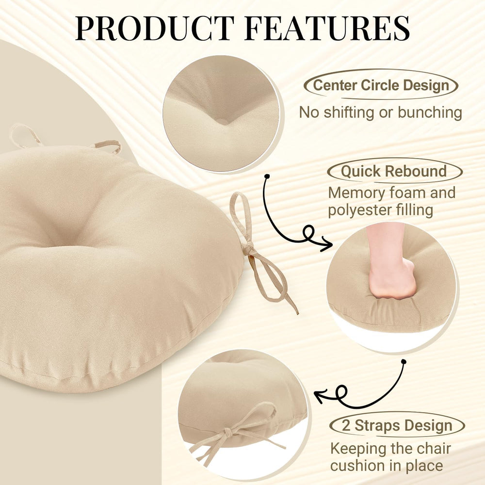 downluxe Bistro Chair Cushions for Patio Furniture, Water-Resistant Round Out...