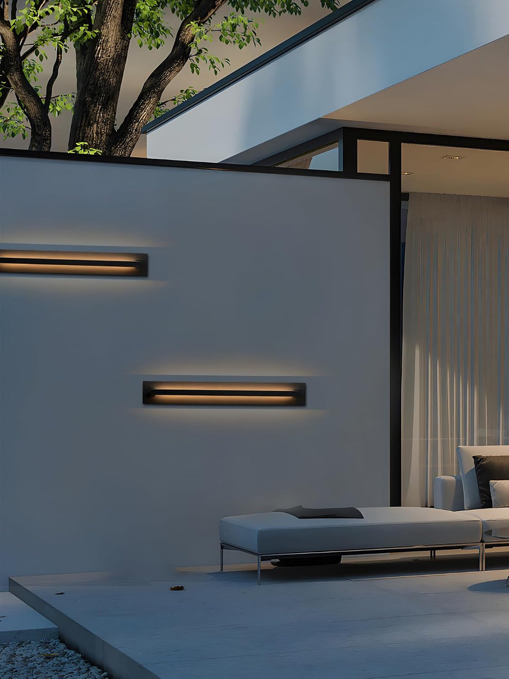 47.2 inch Long Modern Outdoor LED Wall Lights, Black Led Porch Light Wall Mou...