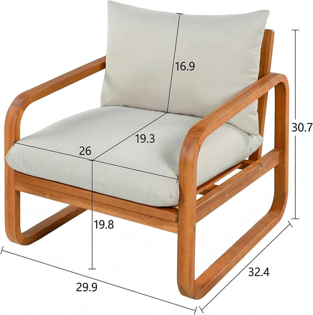 Merax Outdoor 4-Piece Acacia Wood Conversation Set - Patio 2-Seat Loveseat So...