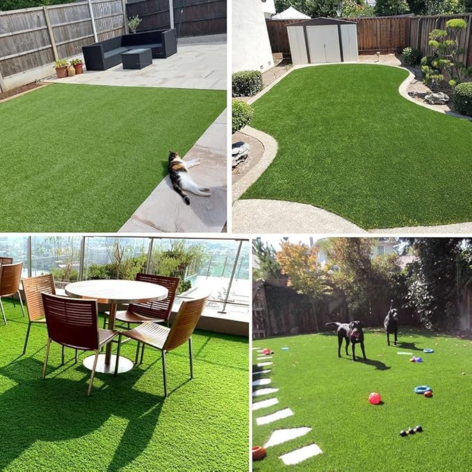 Artificial Grass Outdoor Rug, 3FT x 5FT (15 Square Feet) 0.8 inch Realistic F...
