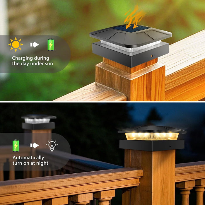 Peasur 12 Packs 4x4 Solar Post Cap Lights with 3 Lighting Modes