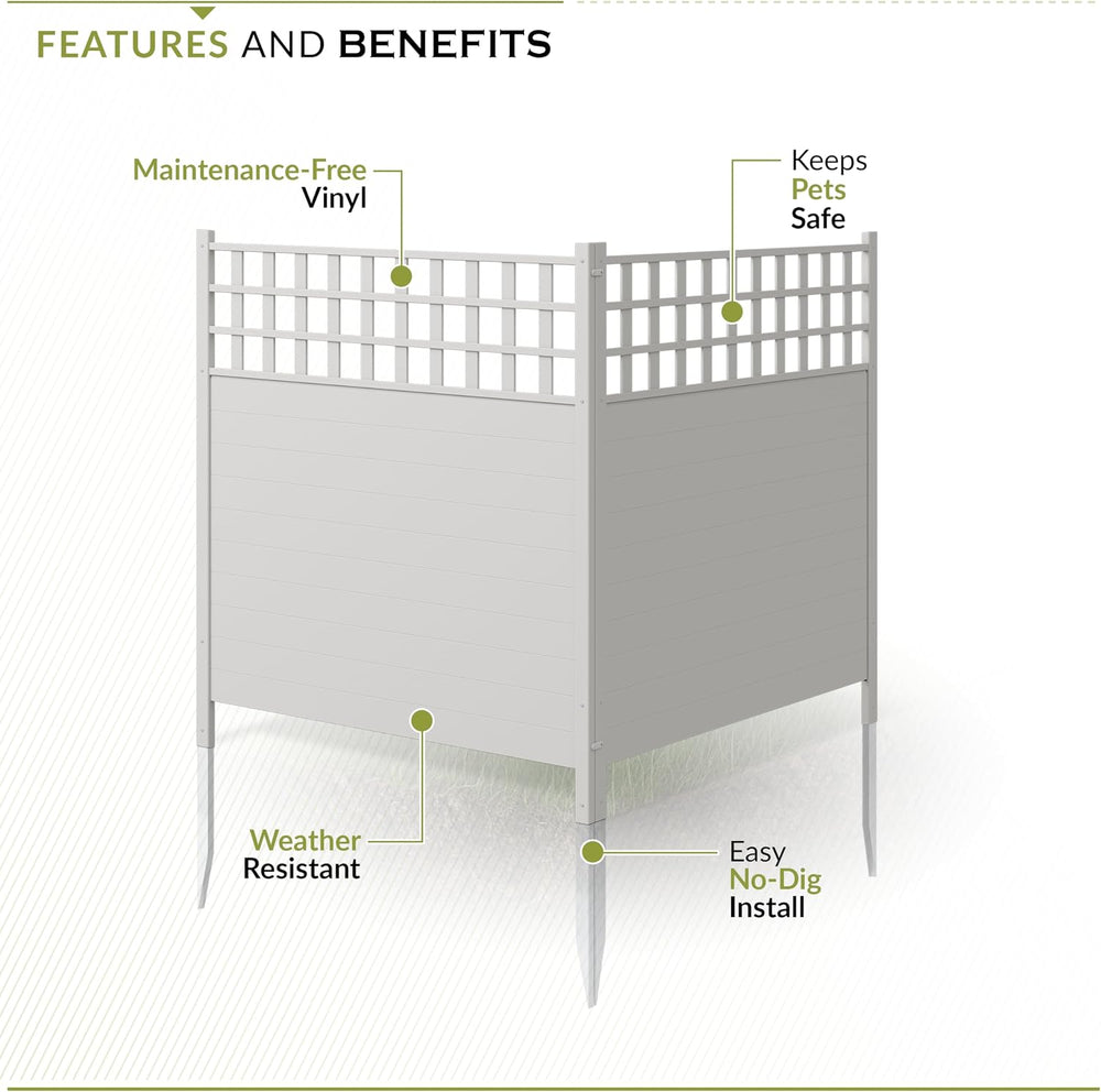 Zippity Keswick Privacy Screen and Fence, White Vinyl DIY No Dig Kit