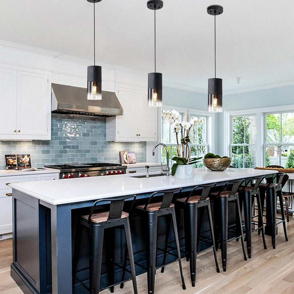 2-Pack Black Pendant Light Fixtures, Adjustable Modern Pendant Lights for Kit...