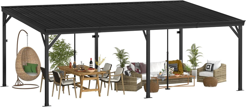 Yardenaler 12x20 FT Wall Mounted Gazebo, Hardtop Lean to Gazebo with Aluminum...