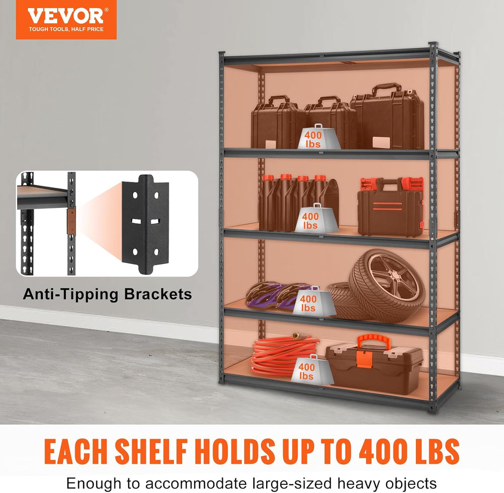 VEVOR Storage Shelves 5-Tier Adjustable 2000 lbs 48"x18"x72" S...