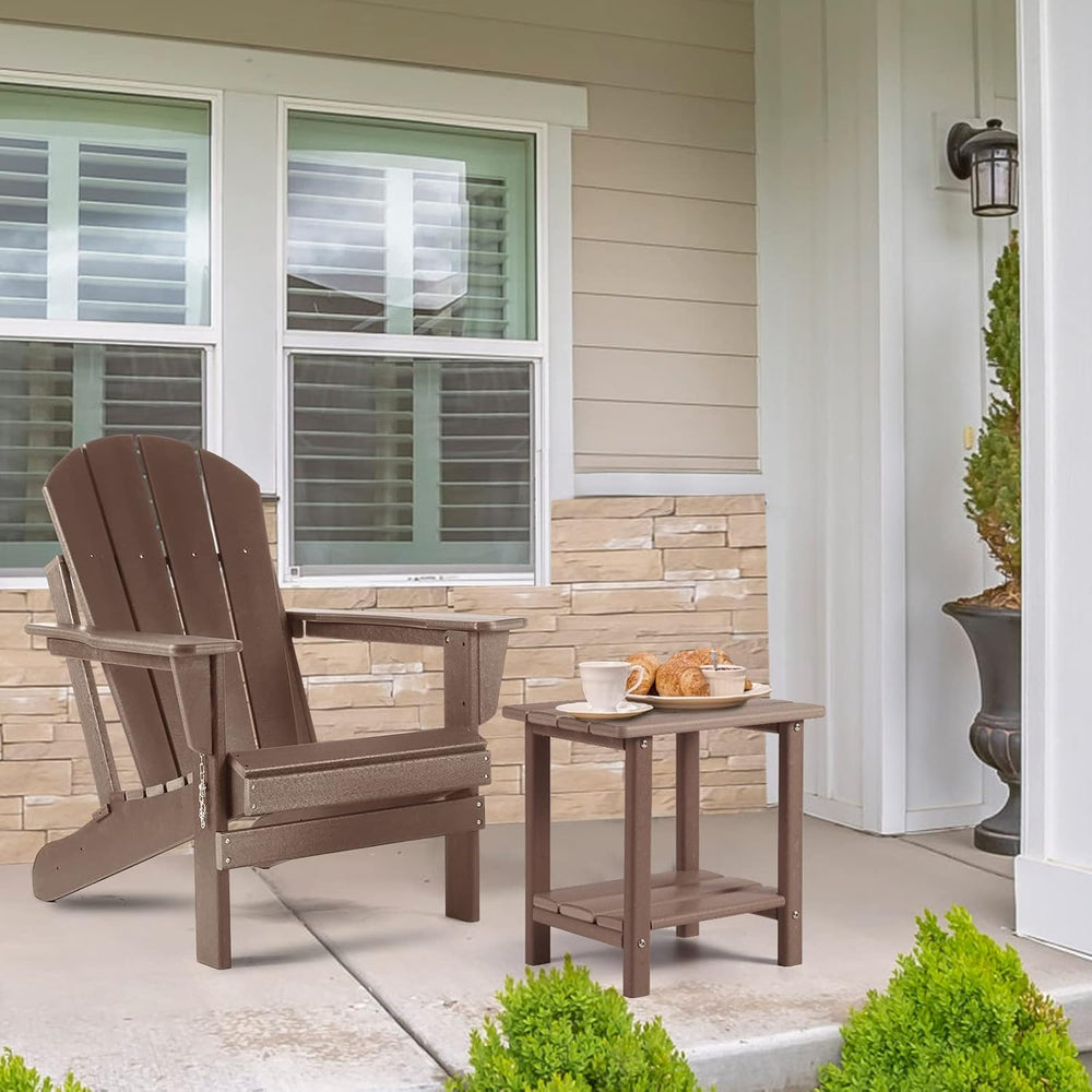 Apolimi Adirondack Outdoor Side Table, 2-Tier Sturdy Patio End Table Weather ...