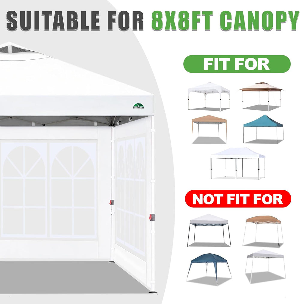 Church Window Canopy Sidewalls for 8x8 Pop Up Canopy