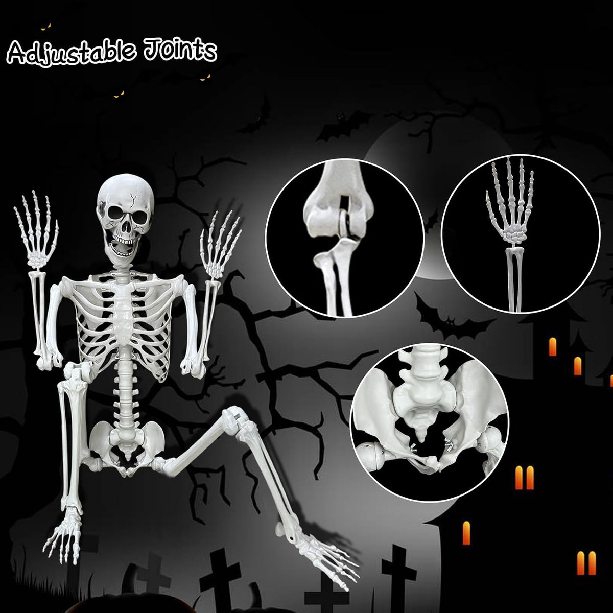 Lodou 5.4Ft Posable Life Size Human Skeleton for Halloween Decoration