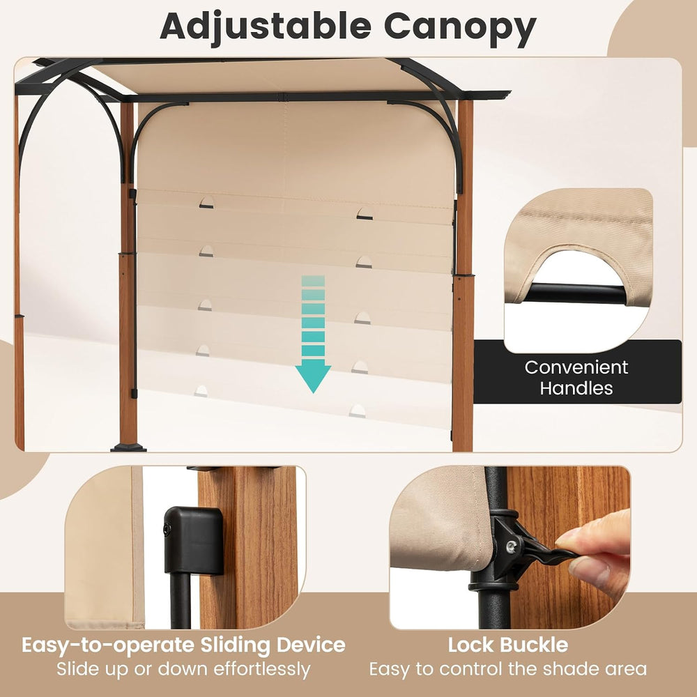 Tangkula Arched Patio Shelter Pavilion w/Retractable Sun Shade Canopy
