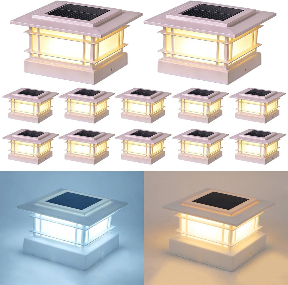 Dynaming 4x4 Solar Post Cap Lights Outdoor with 2 Color Modes, 12 Pack Fence ...