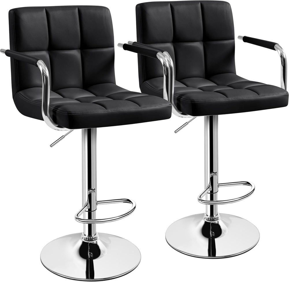 Yaheetech Bar Stools Set of 2, Swivel with Backs, Adjustable Height, Black