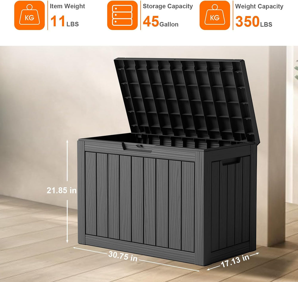 Vixzen 45 Gal Waterproof Outdoor Storage Box Lockable Deck Box