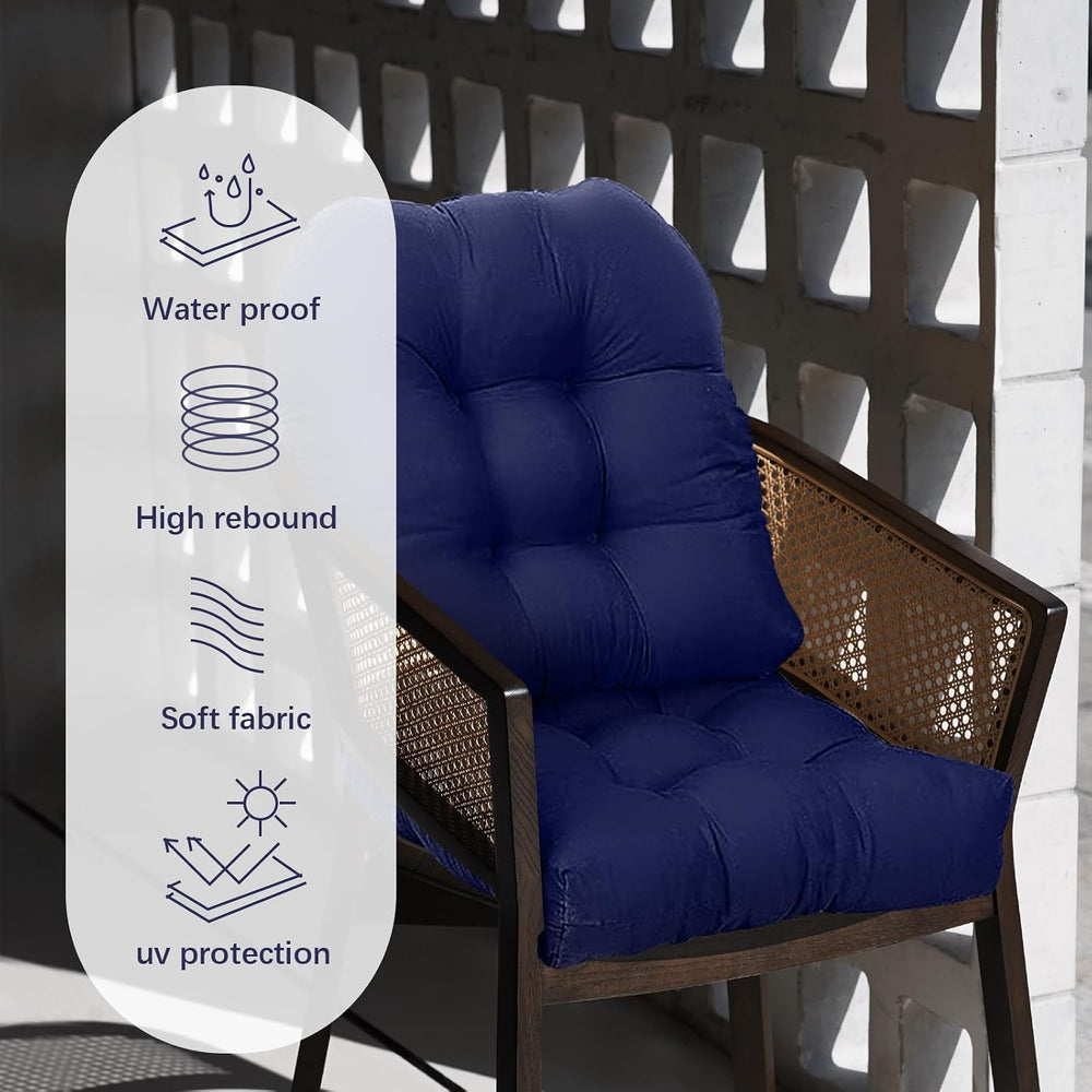 Waterproof Outdoor Chair Cushion Set of 2 Black Outdoor Wicker Patio Seat Pad...