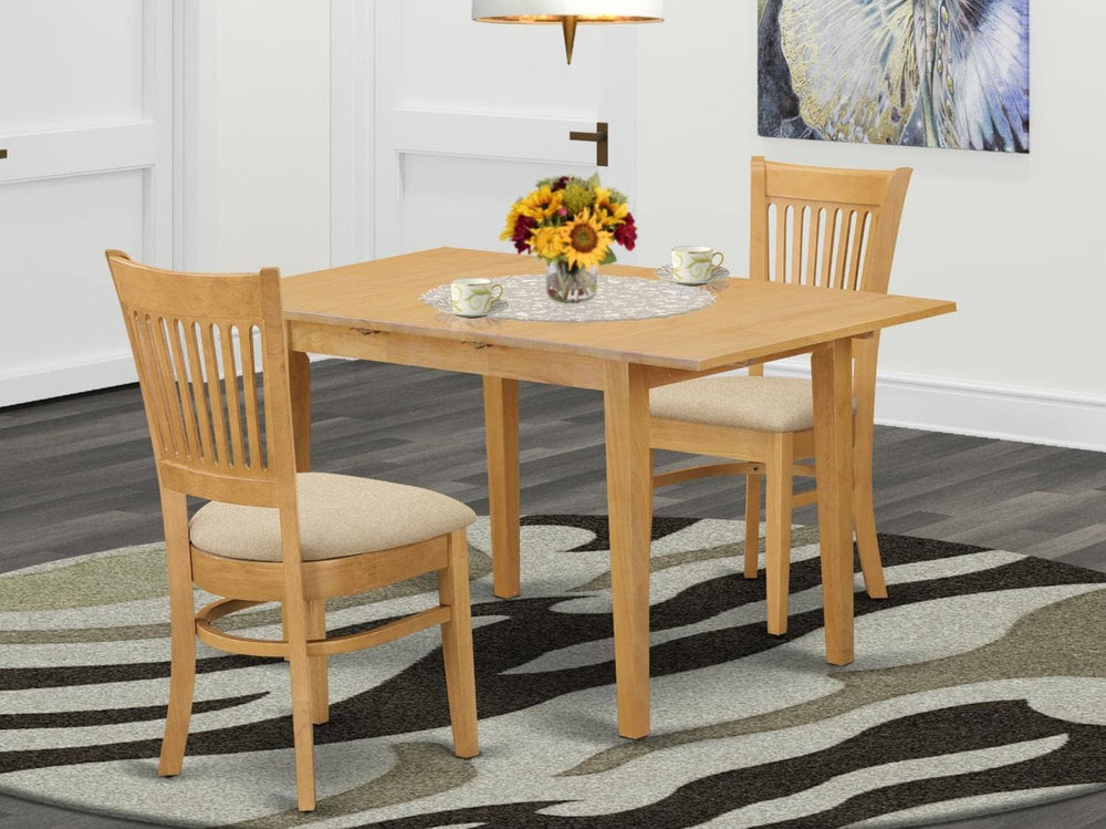 East West Furniture NOVA3-OAK-C 3 Piece Kitchen Table & Chairs Set Contai...