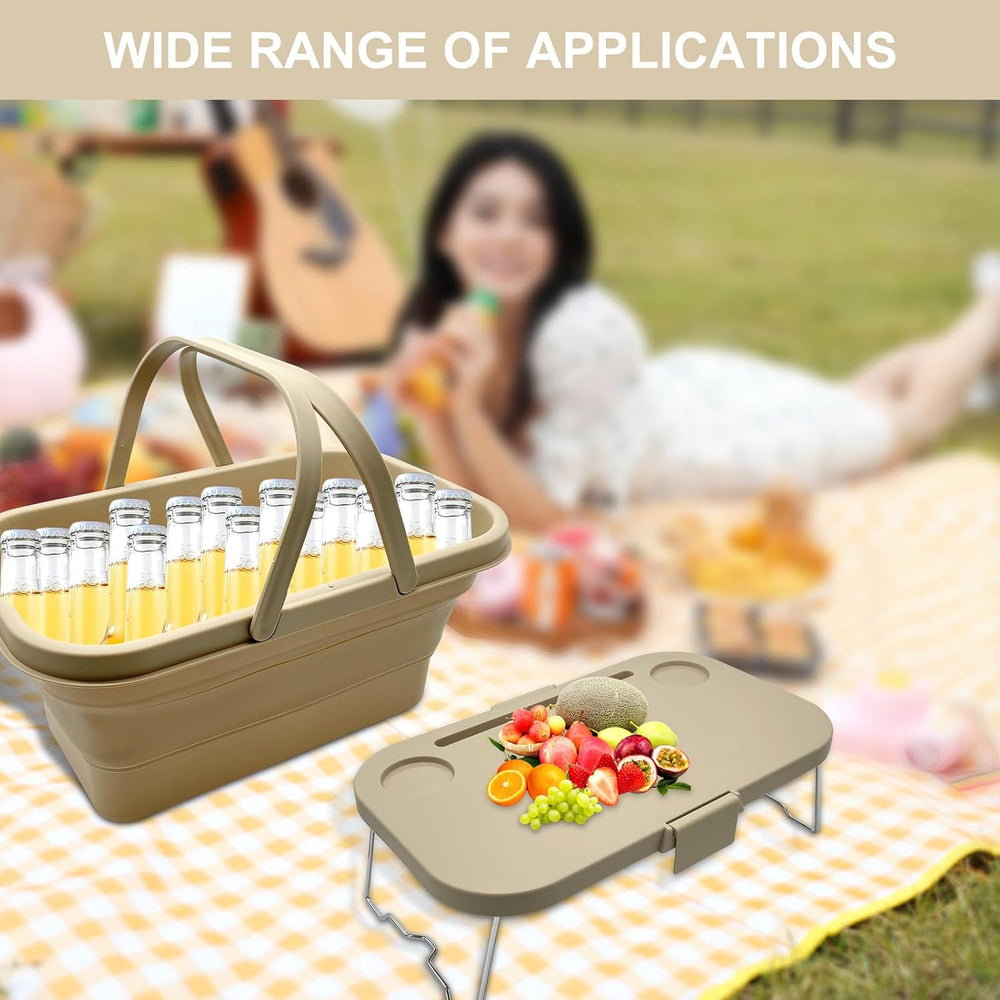 Foldable Picnic Basket Car Trunk Organiser, Khaki