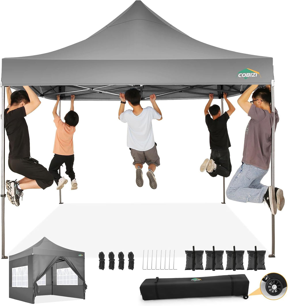 COBIZI 10x10 Heavy Duty Pop up Canopy Tent with Sidewalls Commercial Canopy