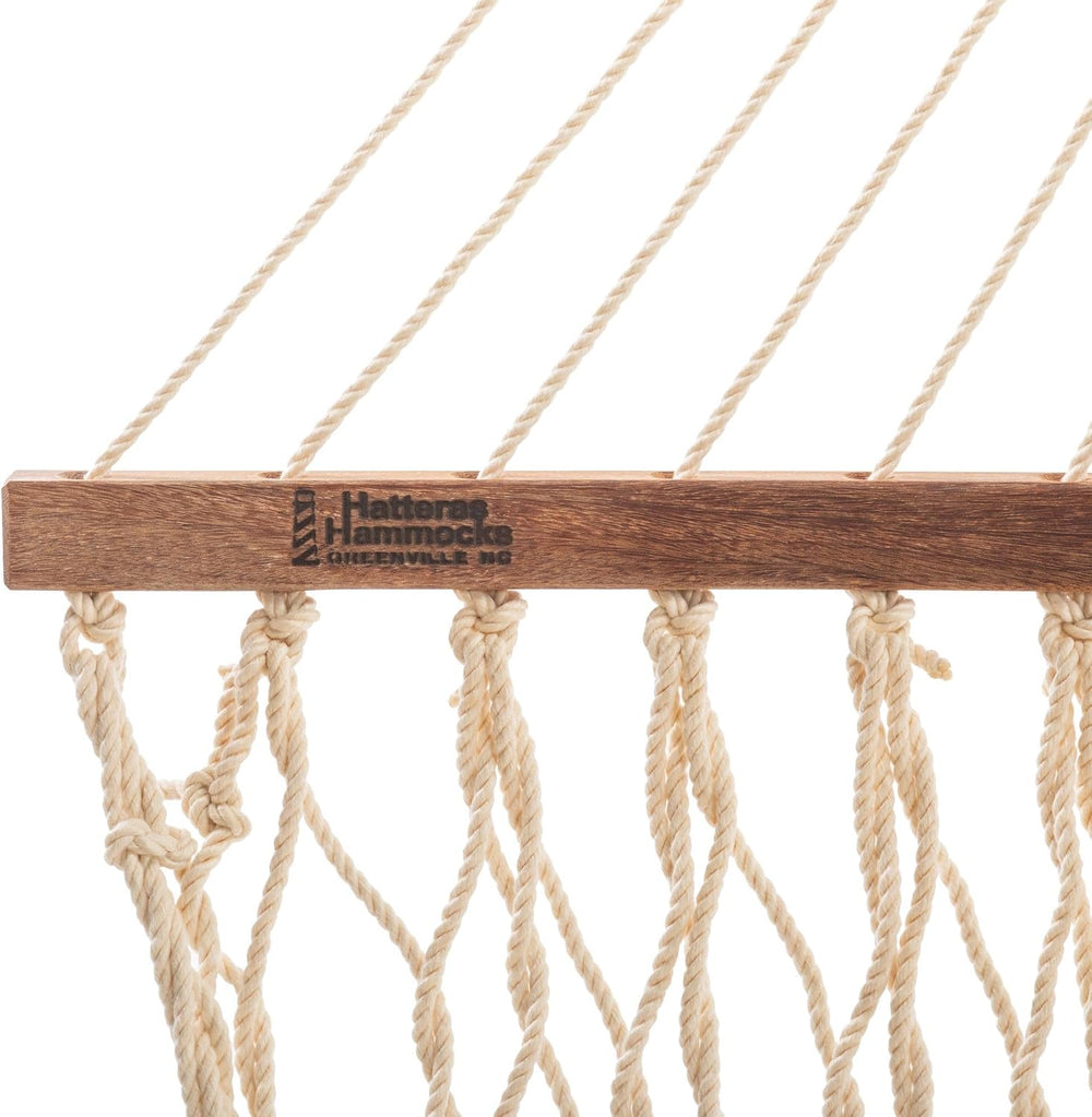 Hatteras Hammocks Deluxe Oatmeal Duracord Rope Hammock with Free Extension Ch...